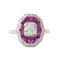 Bague 51 Bague Art déco rubis calibrés et diamants en or gris 18K 58 Facettes