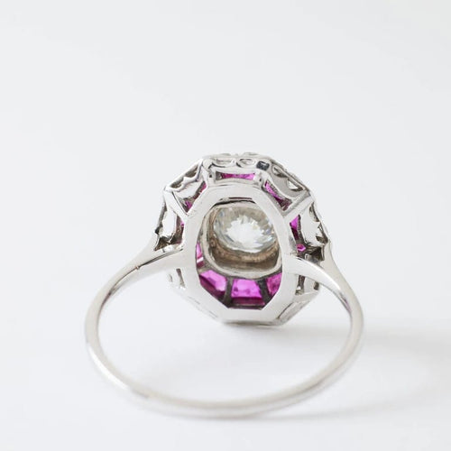 Bague 51 Bague Art déco rubis calibrés et diamants en or gris 18K 58 Facettes