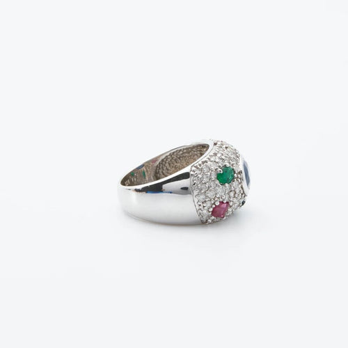 Bague 54 Bague Tutti Frutti en or gris 18k sertie de pierres 58 Facettes