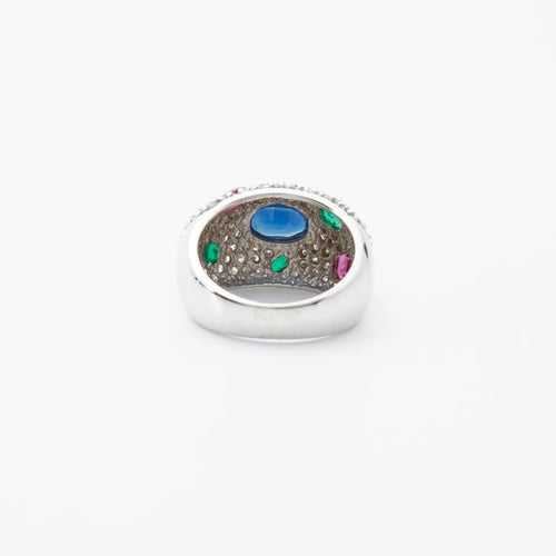 Bague 54 Bague Tutti Frutti en or gris 18k sertie de pierres 58 Facettes