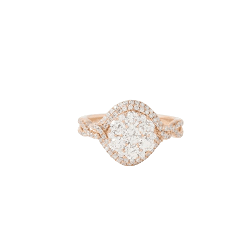 Bague 54 Bague de fiançailles pavée de diamants en or rose 18K 58 Facettes