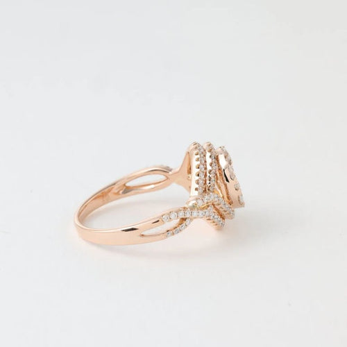 Bague 54 Bague de fiançailles pavée de diamants en or rose 18K 58 Facettes