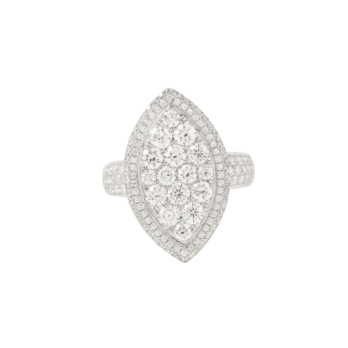 Bague 54 Bague marquise de fiançailles en or gris 18K et diamants 58 Facettes