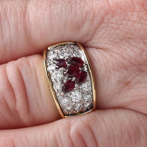 Bague 51 Bague jonc en or jaune 18k, rubis et diamants 58 Facettes