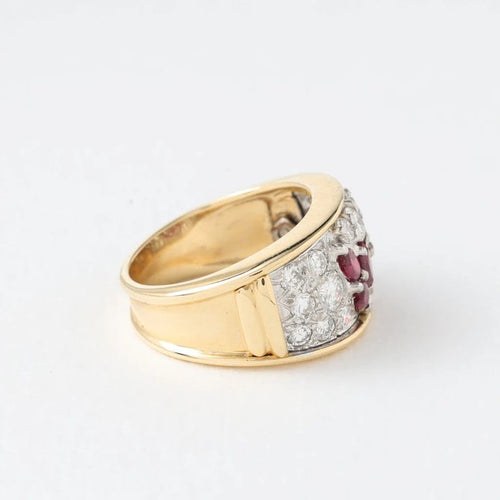 Bague 51 Bague jonc en or jaune 18k, rubis et diamants 58 Facettes