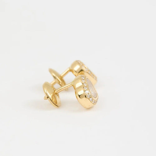 Boucles d'oreilles Chopard Happy Diamonds - Boucles d'oreilles cœur en or jaune 18k et diamants 58 Facettes