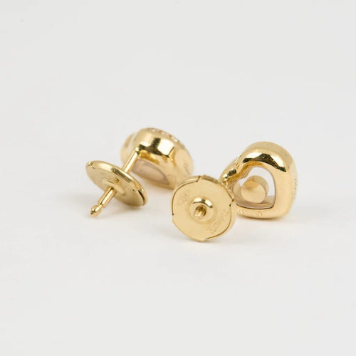 Boucles d'oreilles Chopard Happy Diamonds - Boucles d'oreilles cœur en or jaune 18k et diamants 58 Facettes