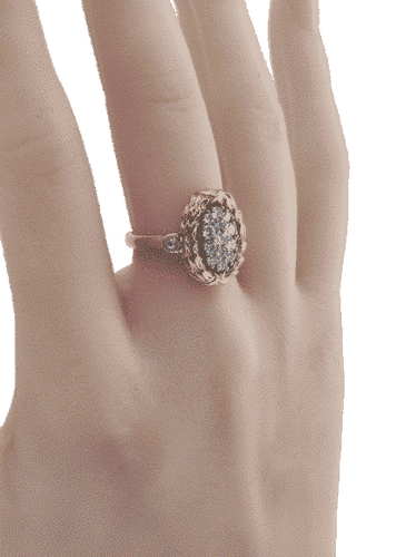Bague 53 Laurier - Bague en or jaune 18K et diamants 58 Facettes