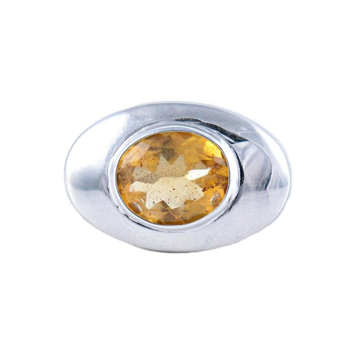 Bague 54 Bague citrine ovale en or blanc 18k 58 Facettes