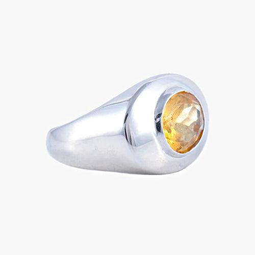 Bague 54 Bague citrine ovale en or blanc 18k 58 Facettes