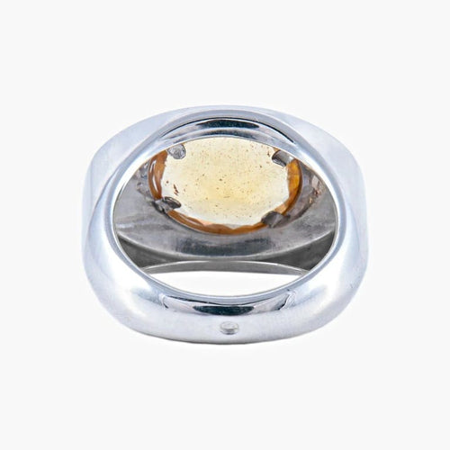 Bague 54 Bague citrine ovale en or blanc 18k 58 Facettes