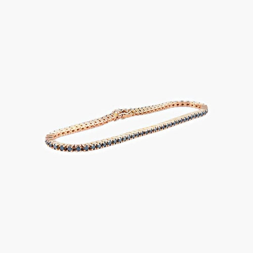 Bracelet Bracelet tennis en or jaune 18k serti de diamants noirs 58 Facettes