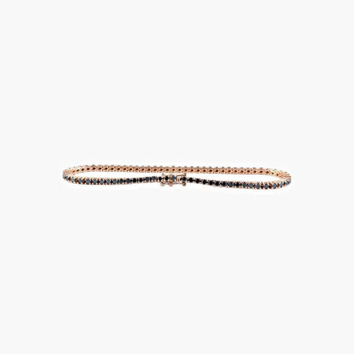 Bracelet Bracelet tennis en or jaune 18k serti de diamants noirs 58 Facettes