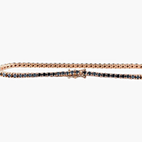 Bracelet Bracelet tennis en or jaune 18k serti de diamants noirs 58 Facettes