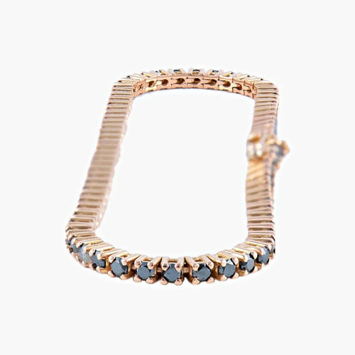 Bracelet Bracelet tennis en or jaune 18k serti de diamants noirs 58 Facettes