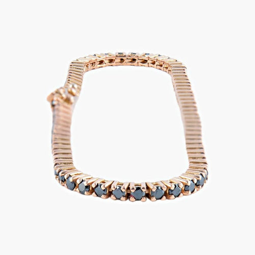 Bracelet Bracelet tennis en or jaune 18k serti de diamants noirs 58 Facettes
