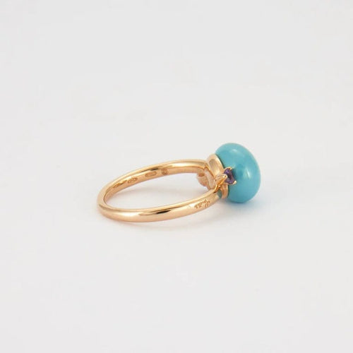 Bague 53 Pomellato Capri - Bague en or jaune, céramique bleue et améthystes 58 Facettes