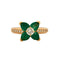 Bague 54 Bague fleur en or jaune 750 avec émeraudes et diamants 58 Facettes