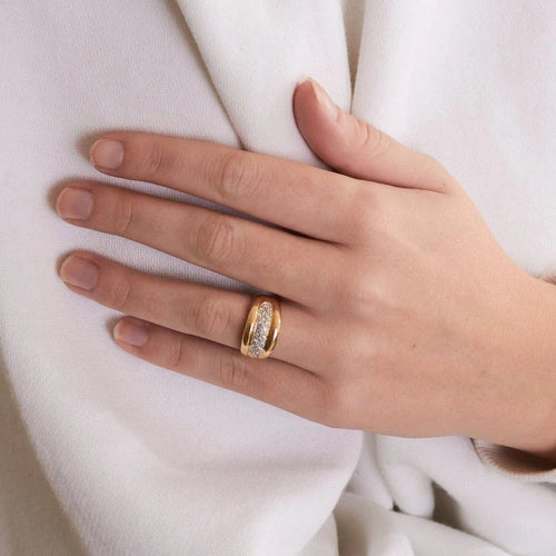 Bague 52 Bague jonc pavée de diamants en or jaune 750 58 Facettes