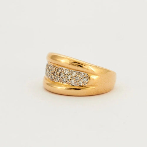 Bague 52 Bague jonc pavée de diamants en or jaune 750 58 Facettes
