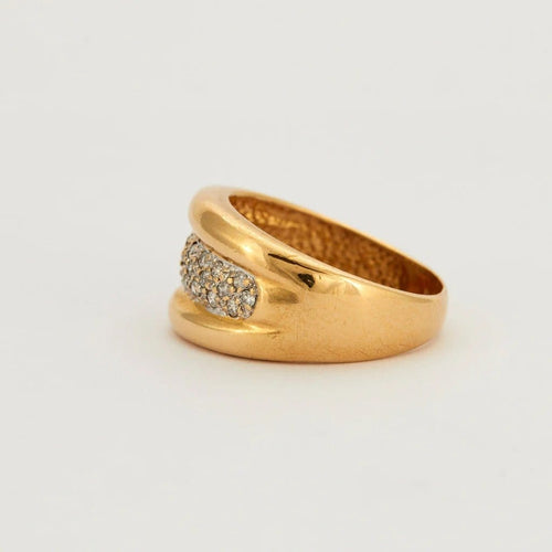 Bague 52 Bague jonc pavée de diamants en or jaune 750 58 Facettes
