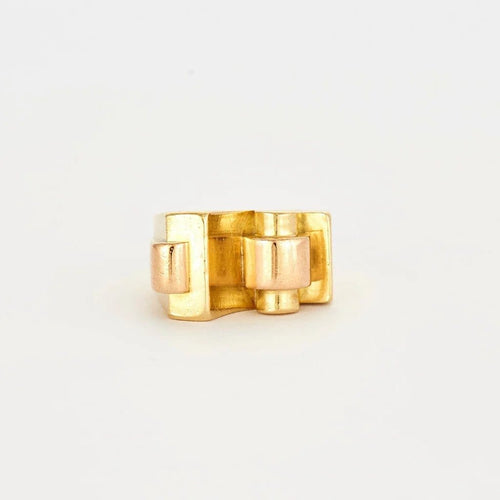 Bague 52 Bague tank Art déco à pont en or jaune 18k 58 Facettes