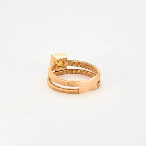 Bague 54 Bague double jonc à stries en or rose 18k sertie d’une citrine 58 Facettes C31B