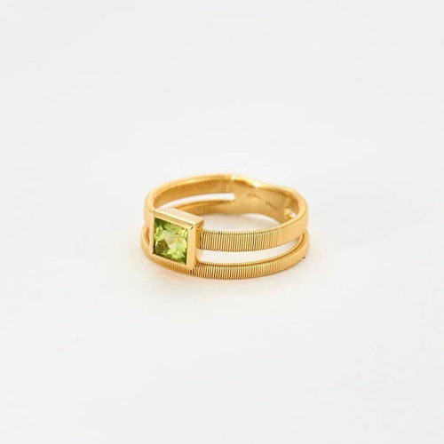 Bague 54 Bague double jonc en or jaune 18k avec péridot 58 Facettes C31C