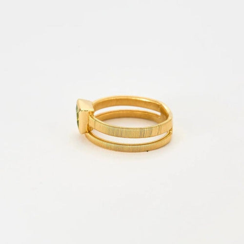 Bague 54 Bague double jonc en or jaune 18k avec péridot 58 Facettes C31C
