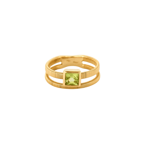 Bague 54 Bague double jonc en or jaune 18k avec péridot 58 Facettes C31C