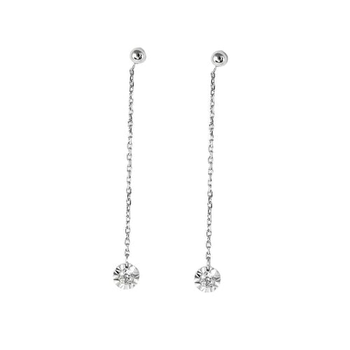 Boucles d'oreilles La Brune et La Blonde 360° - Boucles d'oreilles pendantes en or blanc et diamants 58 Facettes M8927