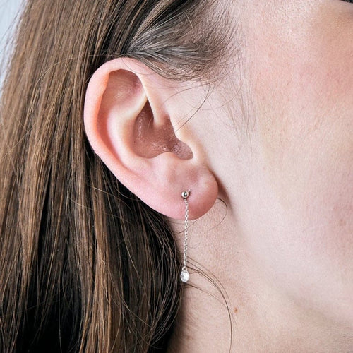 Boucles d'oreilles La Brune et La Blonde 360° - Boucles d'oreilles pendantes en or blanc et diamants 58 Facettes M8927