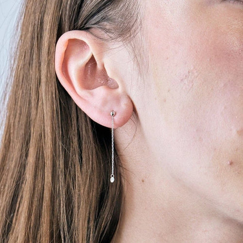 Boucles d'oreilles La Brune et La Blonde 360° - Boucles d'oreilles pendantes en or blanc 18K diamants 58 Facettes M8927