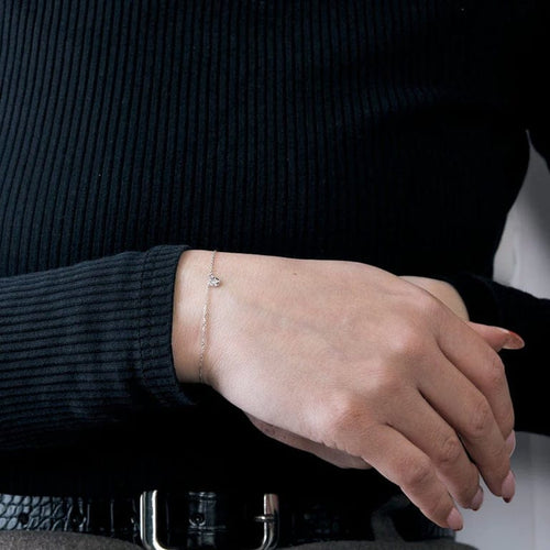 Bracelet La Brune et La Blonde - Bracelet en or blanc 18k avec diamant 0,05 ct 58 Facettes M8927