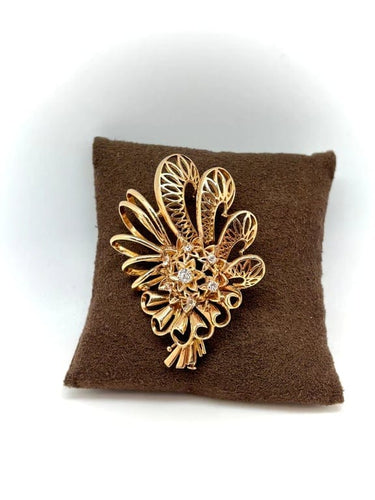 Broche Broche bouquet en or rose 18K et diamants 58 Facettes M8938
