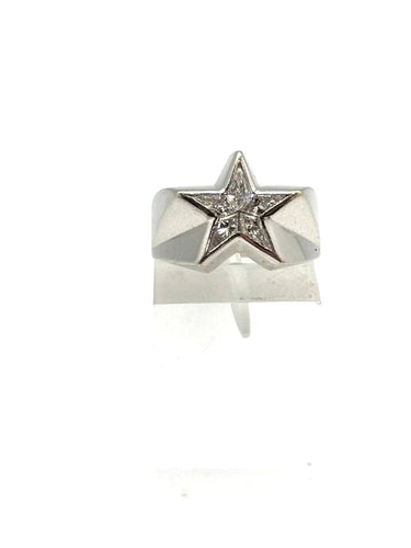 Bague 55 Bague étoile en or blanc 18k sertie de diamants 58 Facettes M9101