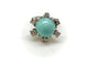 Bague 51 Bague ancienne en or blanc 18k avec turquoise et diamants 58 Facettes M9157