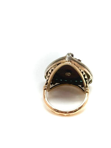 Bague 53 Bague ancienne motif abeille en or et argent, diamants et corail 58 Facettes M9101