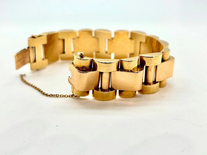 Bracelet Bracelet Tank en or jaune et or blanc 18k 58 Facettes M9274