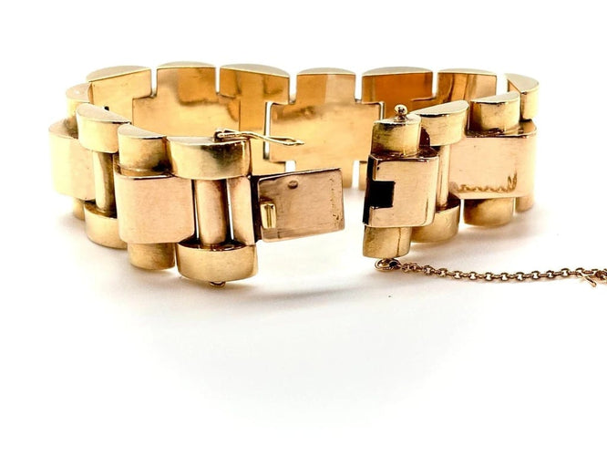 Bracelet Bracelet Tank en or jaune et or blanc 18k 58 Facettes M9274