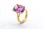 Bague 53 Bague fantaisie en or jaune 18 carats à améthyste ovale 58 Facettes