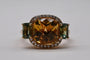 Bague 53.5 Bague cocktail en or rose avec citrine, saphirs verts et diamants 58 Facettes