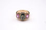 Bague 53.5 Bague cocktail en or rose 18 carats, saphir vert, saphirs roses et diamants 58 Facettes