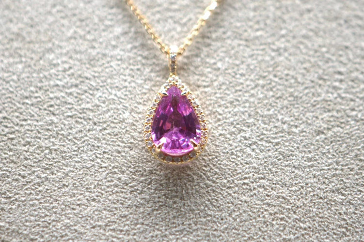 Pendentif Pendentif en or rose 18 carats avec saphir rose et diamants 58 Facettes 351137