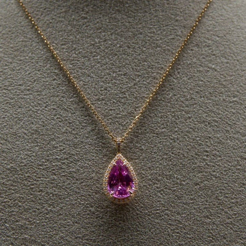 Pendentif Pendentif en or rose 18 carats avec saphir rose et diamants 58 Facettes 351137