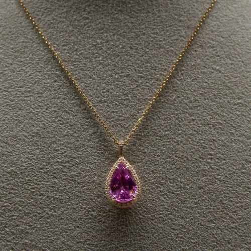 Pendentif Pendentif en or rose 18 carats avec saphir rose et diamants 58 Facettes 351137