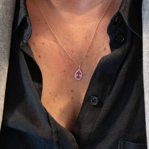 Pendentif Pendentif en or rose 18 carats avec saphir rose et diamants 58 Facettes 351137