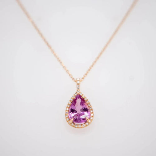 Pendentif Pendentif en or rose 18 carats avec saphir rose et diamants 58 Facettes 351137