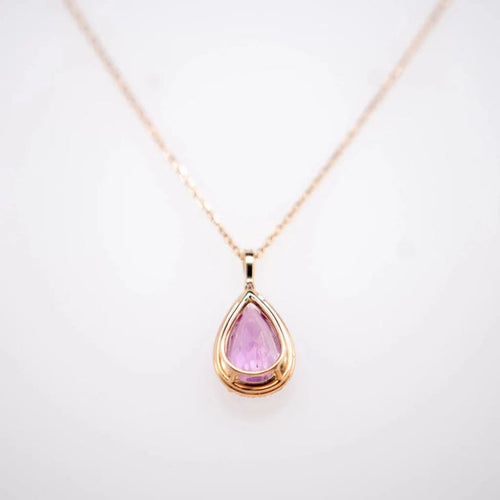 Pendentif Pendentif en or rose 18 carats avec saphir rose et diamants 58 Facettes 351137