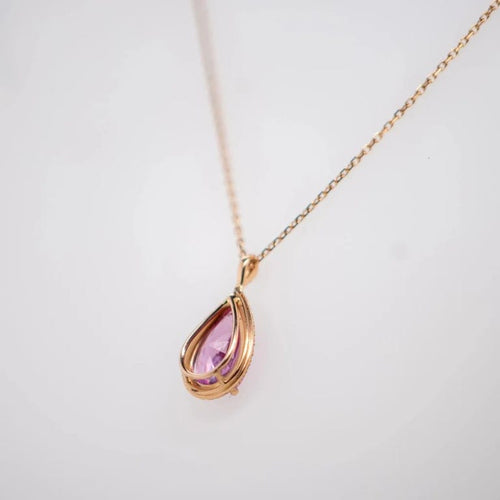 Pendentif Pendentif en or rose 18 carats avec saphir rose et diamants 58 Facettes 351137